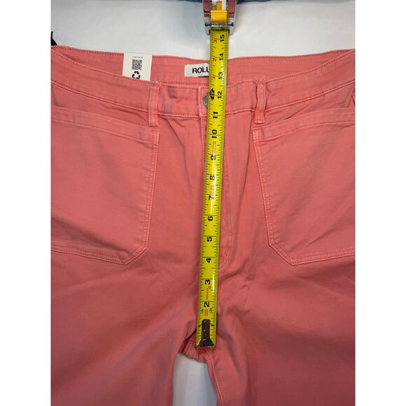 Rollas Sailor Drill High Rise Wide Leg Jeans Peach Pink Size 32 NWT - Picture 13 of 13